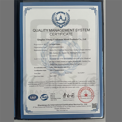 QUALITY MANAGEMENT SYSTEMCERTIFICATE